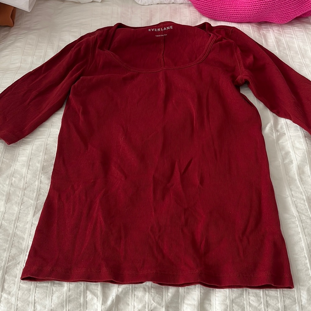 Everlane The Pima Micro Rib Scoop Neck Tee (S)